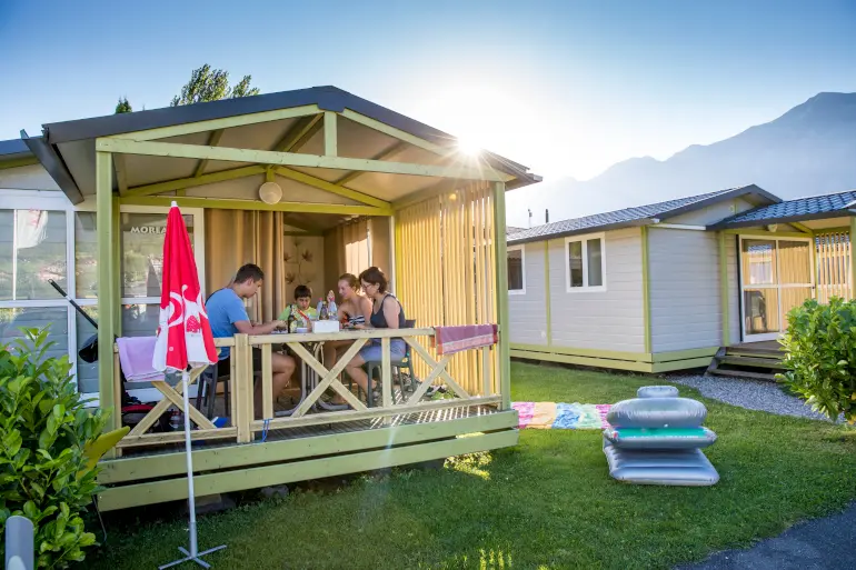 Family-friendly bungalows for rent at Camping Aaregg on Lake Brienz, Switzerland