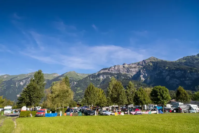 Espace tentes au Camping Aaregg à Brienz, Suisse